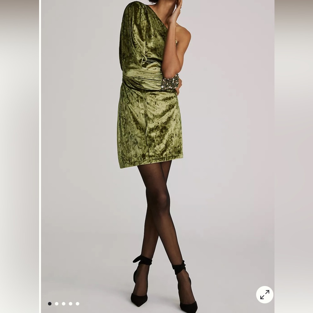 Nirmooha One Shoulder Velvet Mini Dress